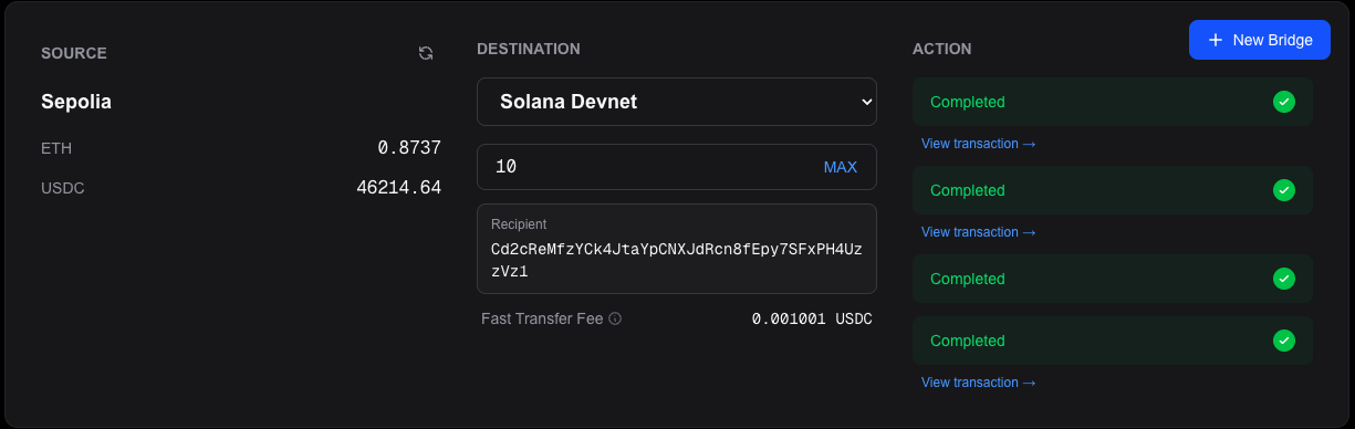 USDC Bridge from Sepolia to Solana